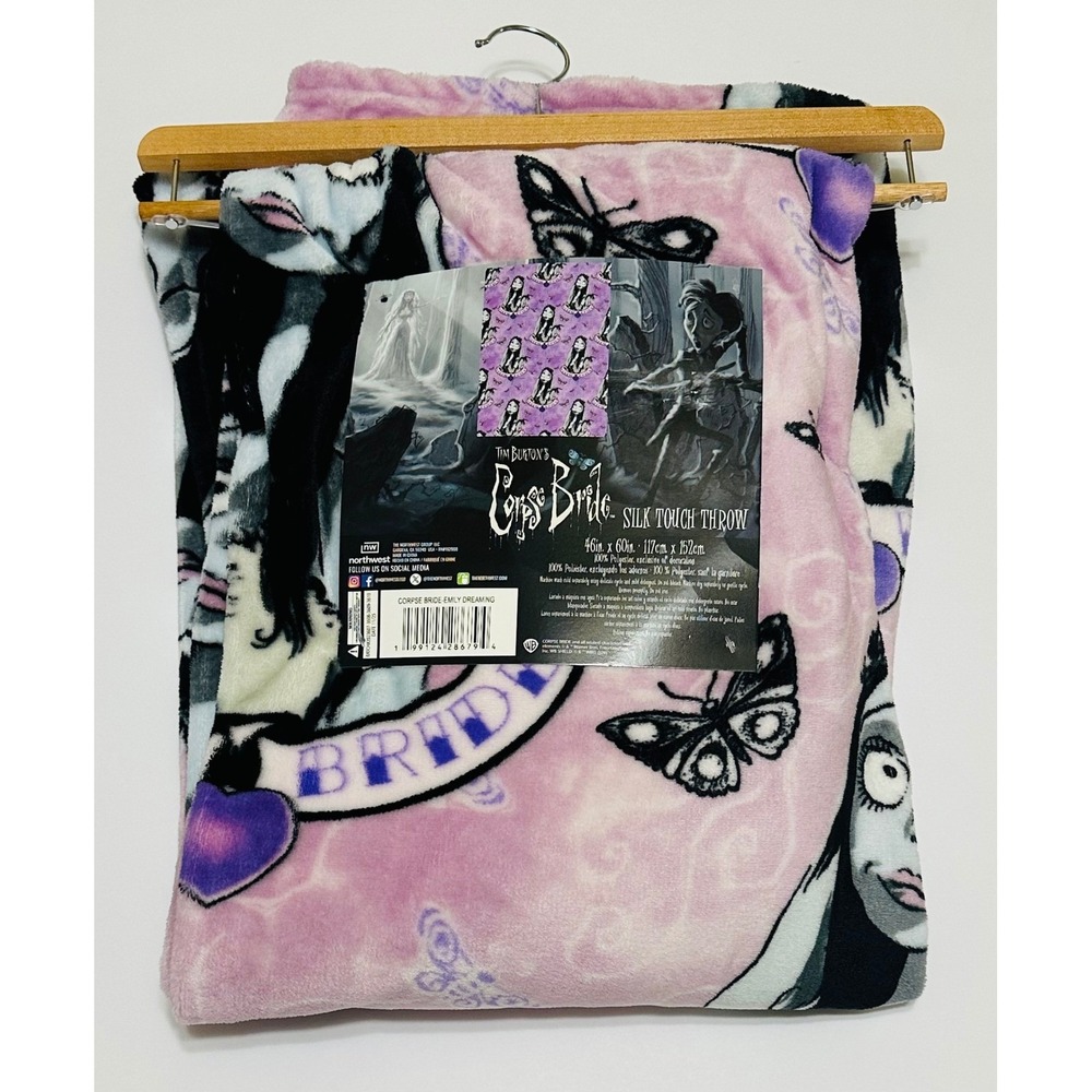 Tim Burton Corpse Bride 46x60 Pink Emily Dreaming Silk Touch Throw Blanket NEW